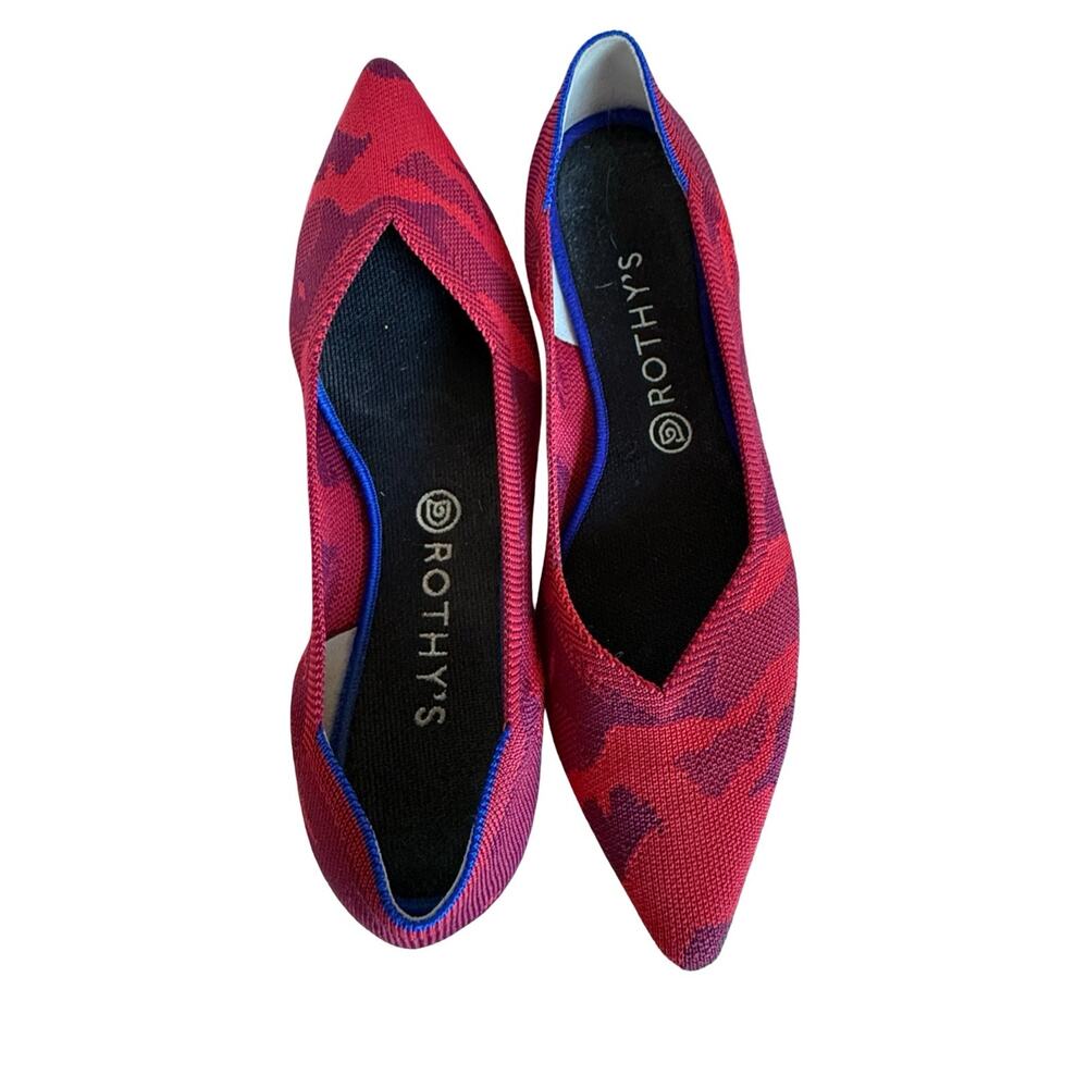 Rothy's Shoes Womens Size 11 The Point Ballet Flats Red Camo Pointed Toe EU 41 - Picture 4 of 8